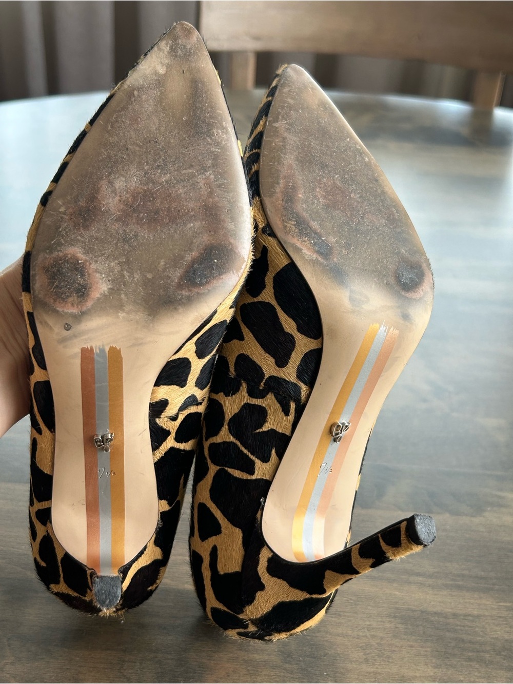 🐆🐆Sam Edelman Leopard Print Pointed Toe Pumps - Dark Chocolate & Tan🐆🐆 - Picture 8 of 10